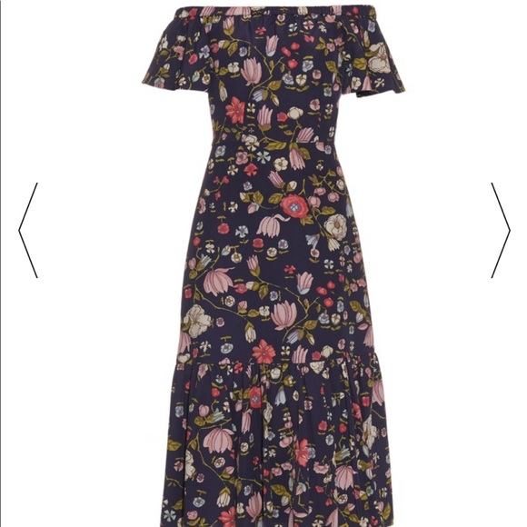 Rebecca Taylor silk floral off shoulder dress med - Picture 3 of 12